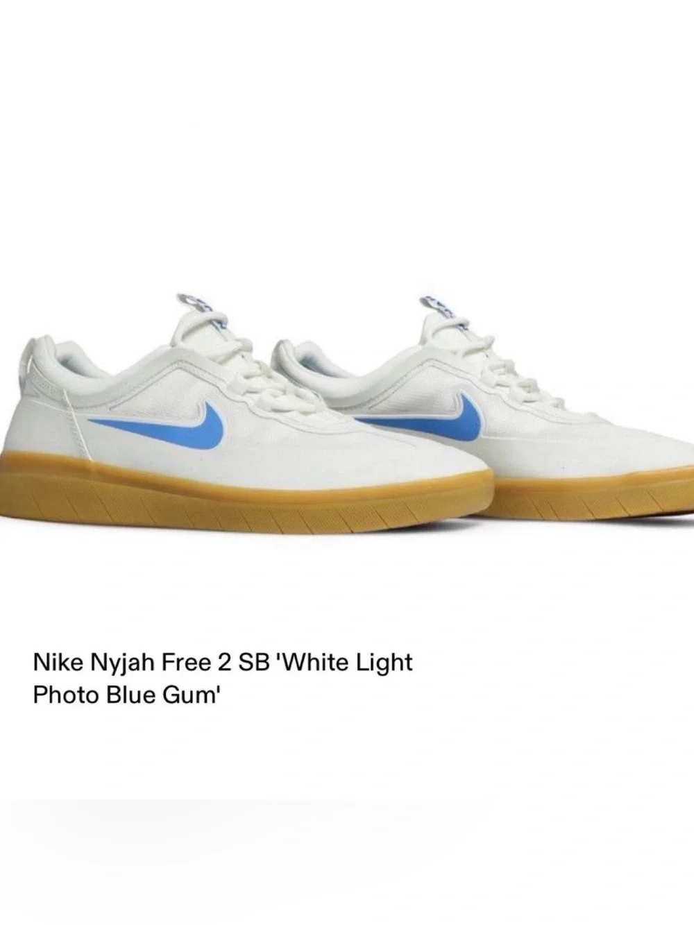 Nike Nyjah Free 2 SB “White Light Photo Blue Gum” 2020 size 8.5